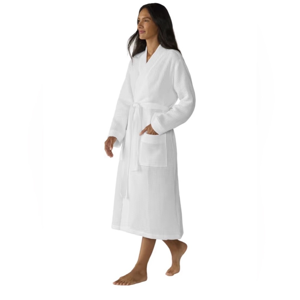 Coyuchi NWOT Unisex White Organic Spa Waffle-knit Robe size XS/S